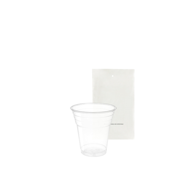 Bicchiere monouso in PLA trasparente biodegradabile e compostabile