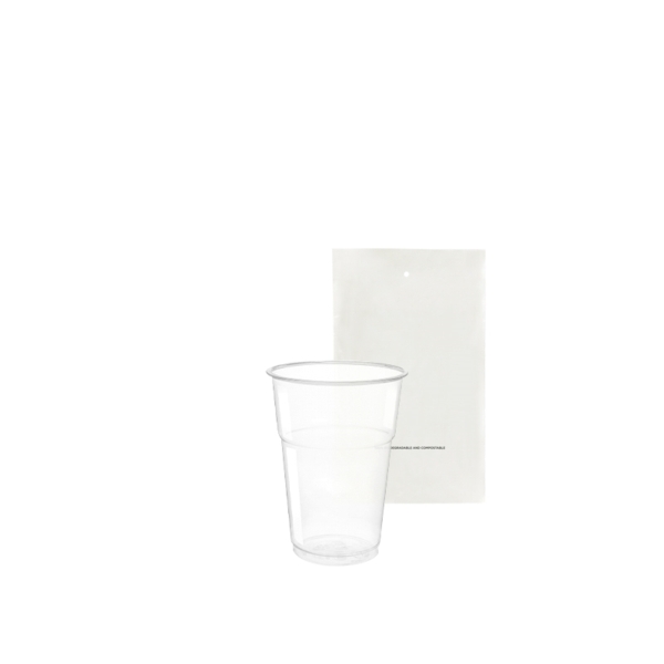 Bicchiere monouso in PLA trasparente biodegradabile e compostabile