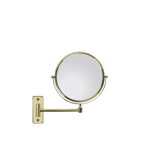 Specchio ingranditore bifacciale in ottone dorato
