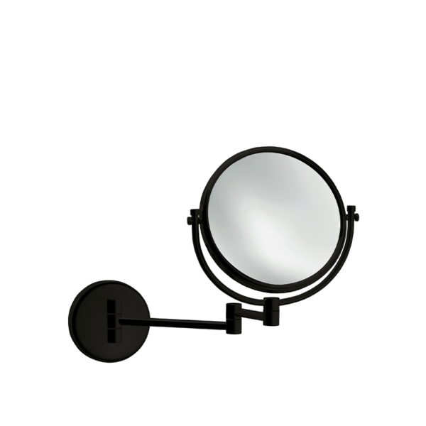 Specchio ingranditore bifacciale in ottone verniciato nero