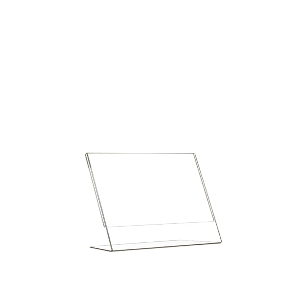 Porta avvisi in plexiglass trasparente con base a L