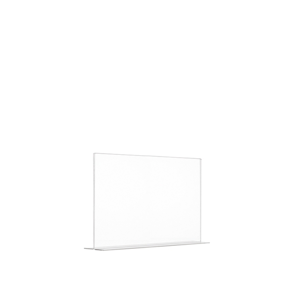 Porta avvisi in plexiglass trasparente con base a T