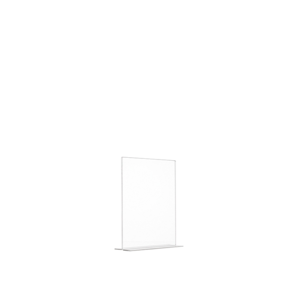Porta avvisi in plexiglass trasparente con base a T