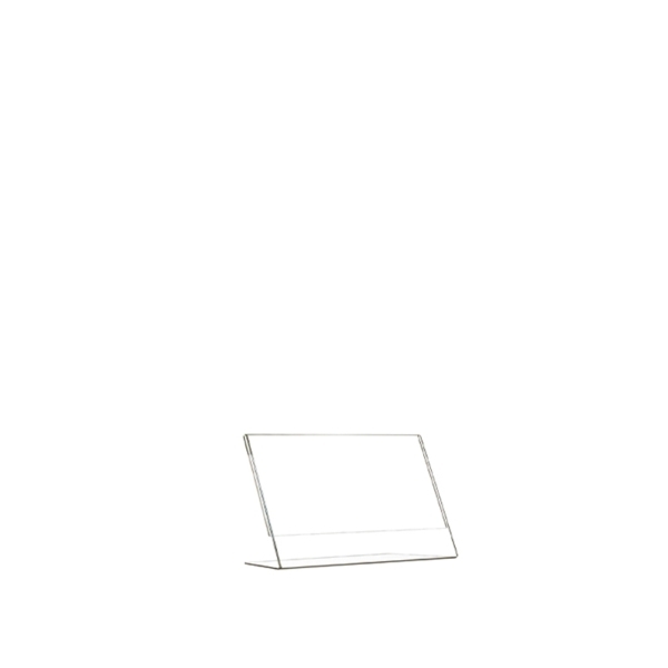 Porta avvisi in plexiglass trasparente con base a L